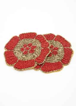 Beaded coaster 2p - RED