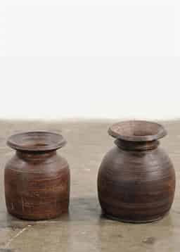 Wood Urn Vintage S - BROWN