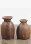 Wood Urn Vintage L - BROWN