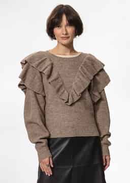 RUFFLE SWEATER - BEIGE