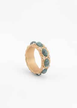 BEAD AND PEARL RING - TURQUOISE