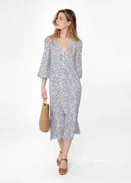 ELNA PRINT DRESS - WHITEBLACK