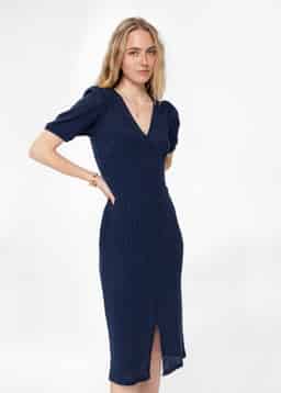 ZUMI POINTELLE DRESS - NAVY