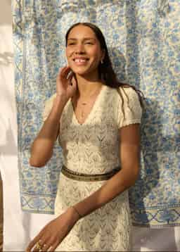 ZUMI CROCHET DRESS - OFFWHITE