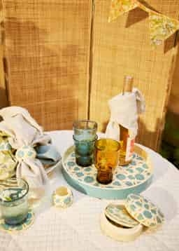 KASHMIR ROUND TRAY - BLUE