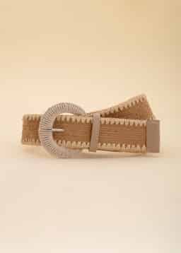 STRAW BELT  - BEIGE