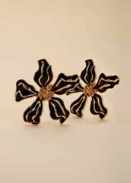 FLOWER EARRINGS - Black