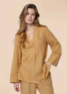 HIBO LINEN TUNIC - BEIGE