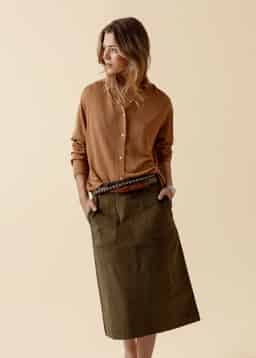 ALLY CORD SKIRT - GREEN