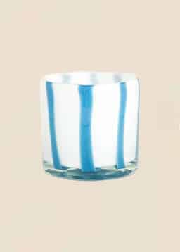 STRIPE GLASS LANTERN - WHITEBLUE