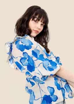 CORNELIA BLOUSE 251 - DARK BLUE AOP