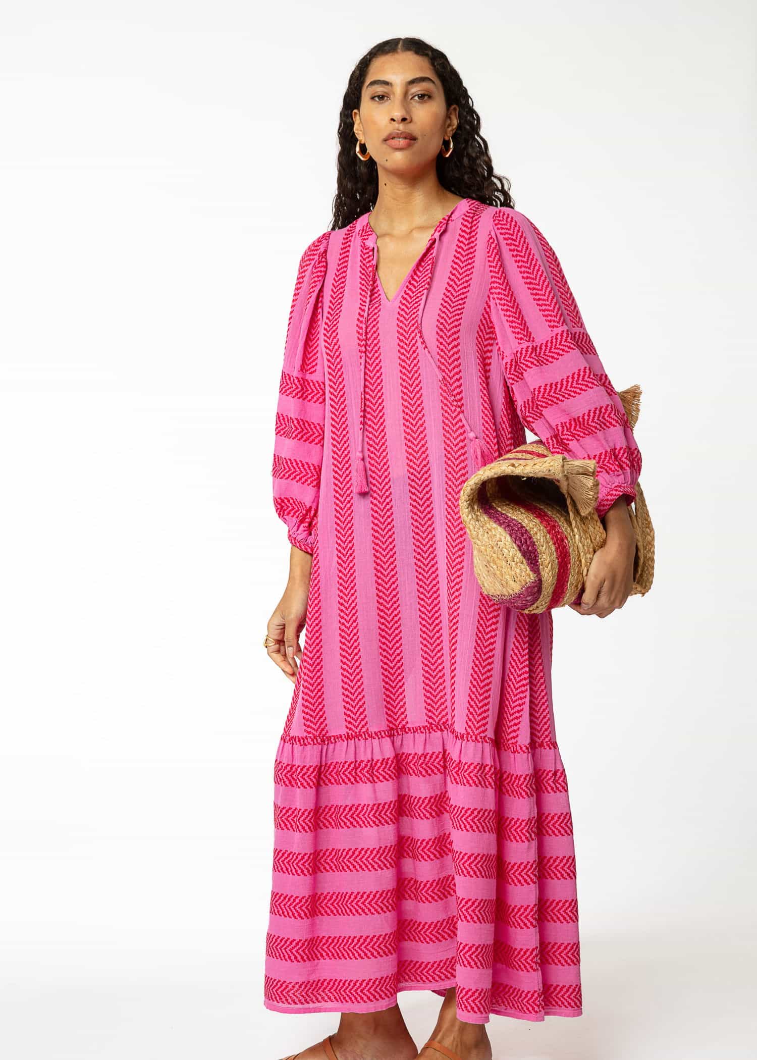 STRIPE Stripete jutepose  - Rosa 4 - Indiska