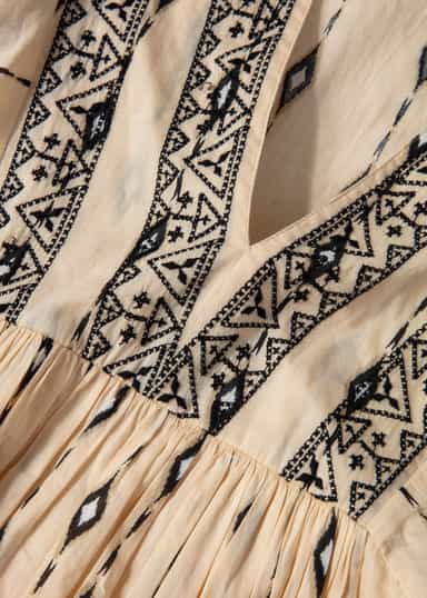 CORNELIA Blomstret kjole med puffermer - Beige 3 - Indiska