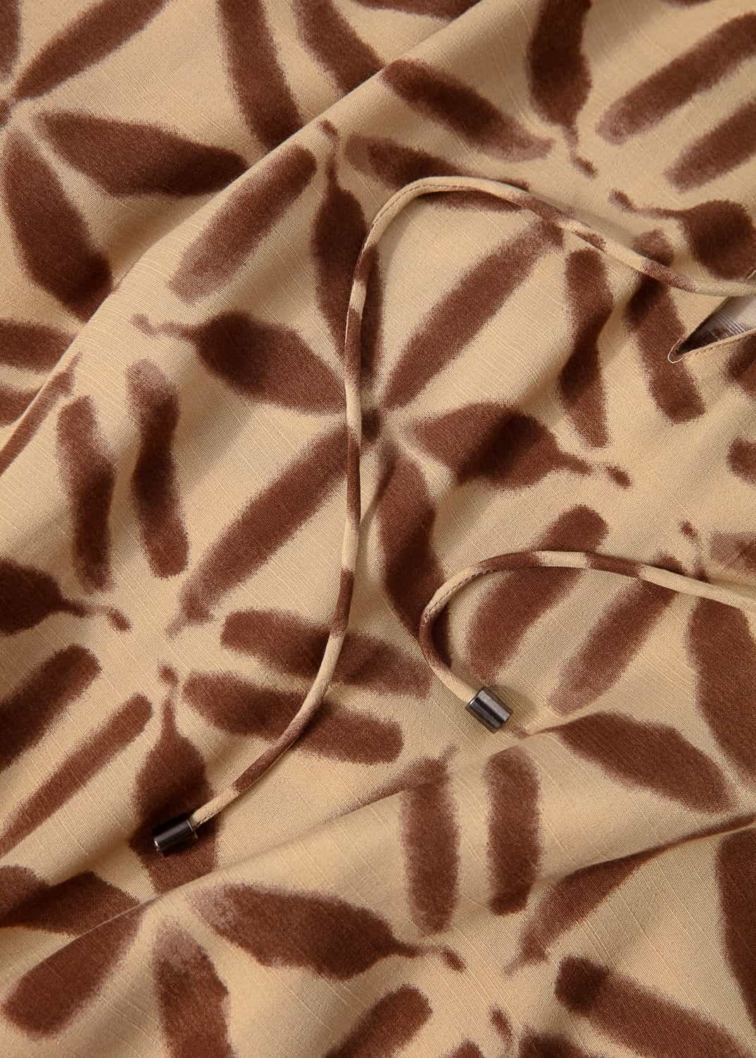 MERYEM Bred mønstret kaftan - Brun 2 - Indiska