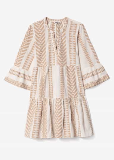 YOLANA Kort jaqcuard vevd tunika - Beige 1 - Indiska