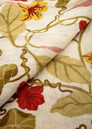 Lin Blommig linneduk - Beige 3 - Indiska