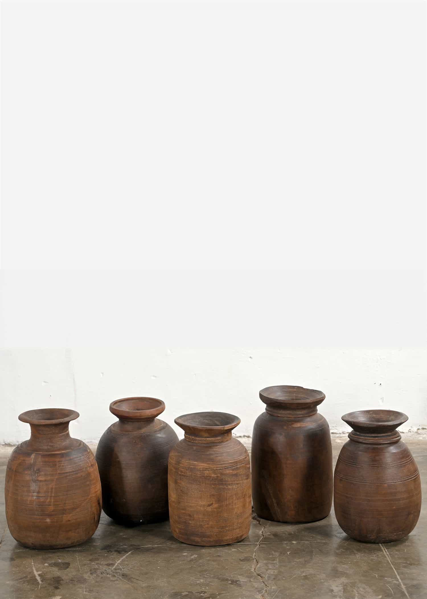 Wood Suuri puinen vintageruukku - Ruskea 2 - Indiska