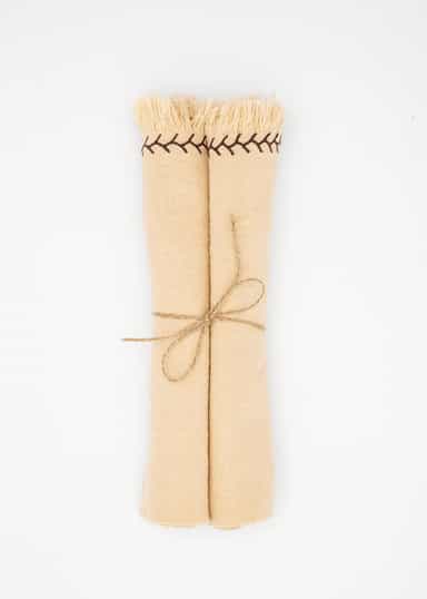 Lacy 2-pack broderade servetter - Brun 1 - Indiska