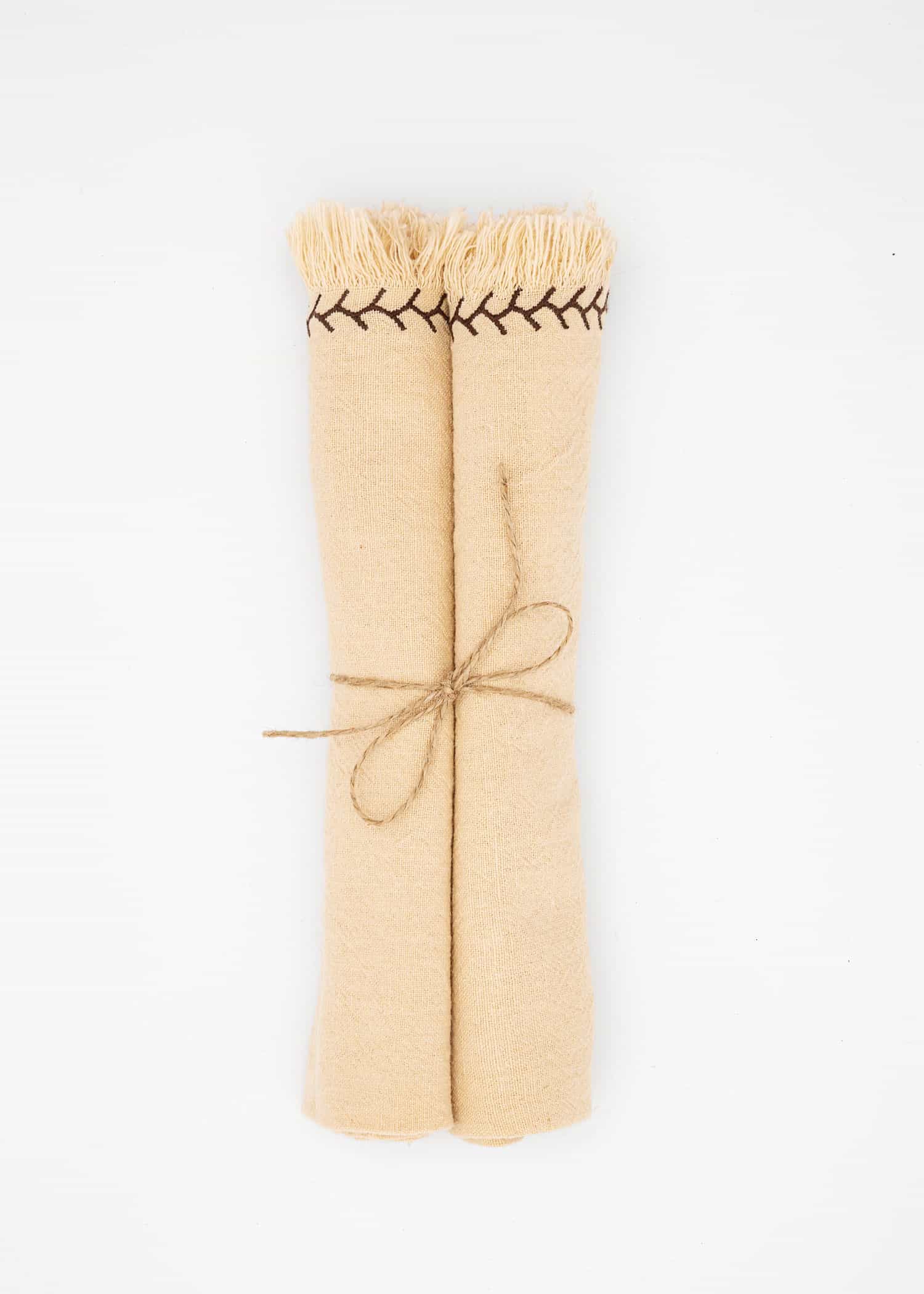 Lacy 2-pack broderade servetter - Brun 1 - Indiska