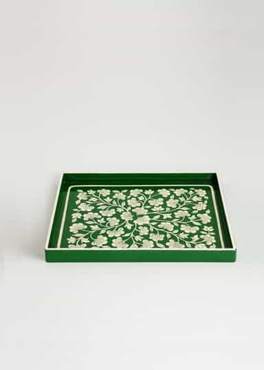 Handpainted Håndmalt lite brett - Grønn 3 - Indiska