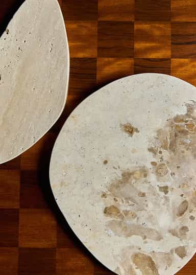 VANDA Asymmetriskt fat i marmor - Beige 3 - Indiska