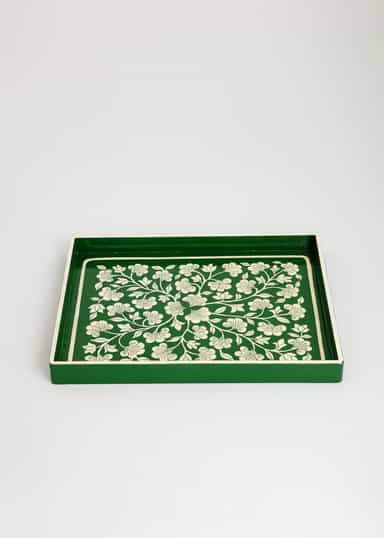 Handpainted Håndmalt lite brett - Grønn 1 - Indiska