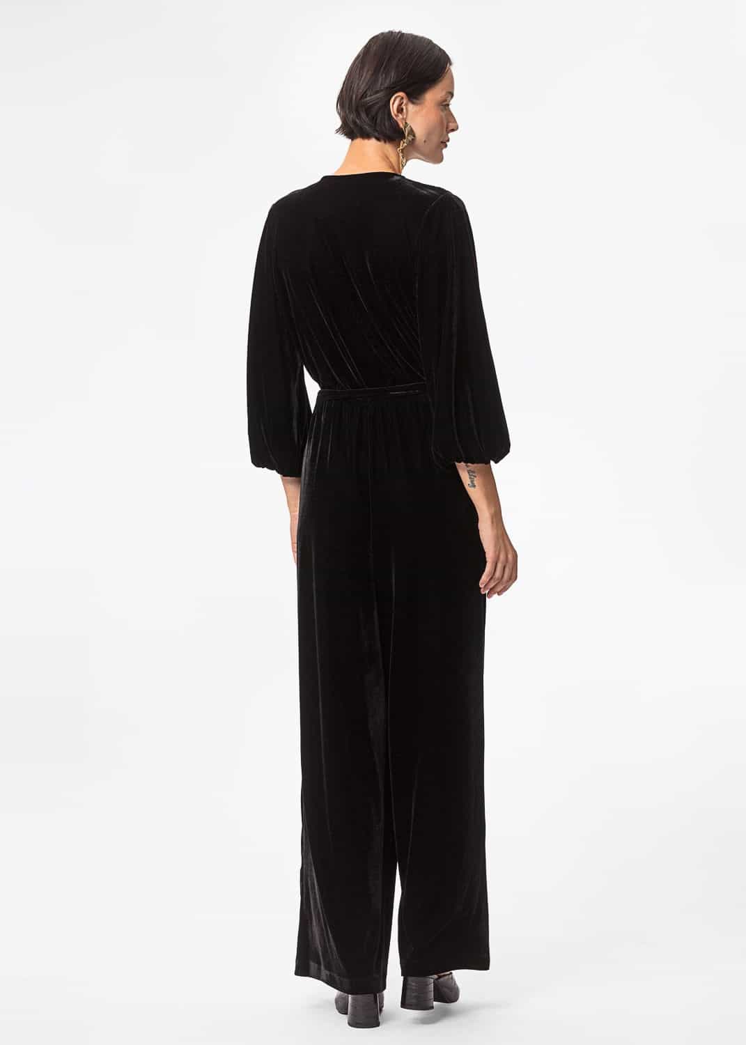 SELMA Svart byxdress i velour - Svart 2 - Indiska