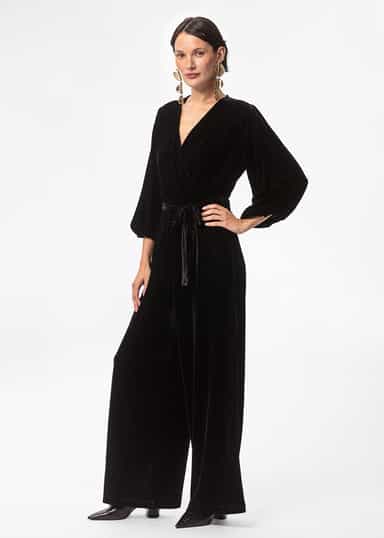SELMA Svart byxdress i velour - Svart 3 - Indiska