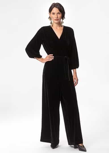 SELMA Svart byxdress i velour - Svart 4 - Indiska