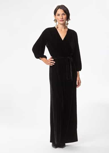 SELMA Svart byxdress i velour - Svart 1 - Indiska