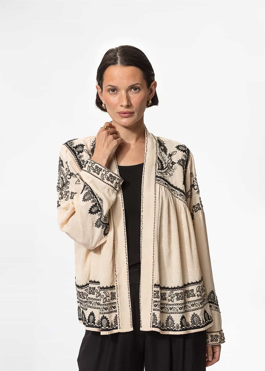1E Jacquard-vävd jacka - Beige NO - Indiska