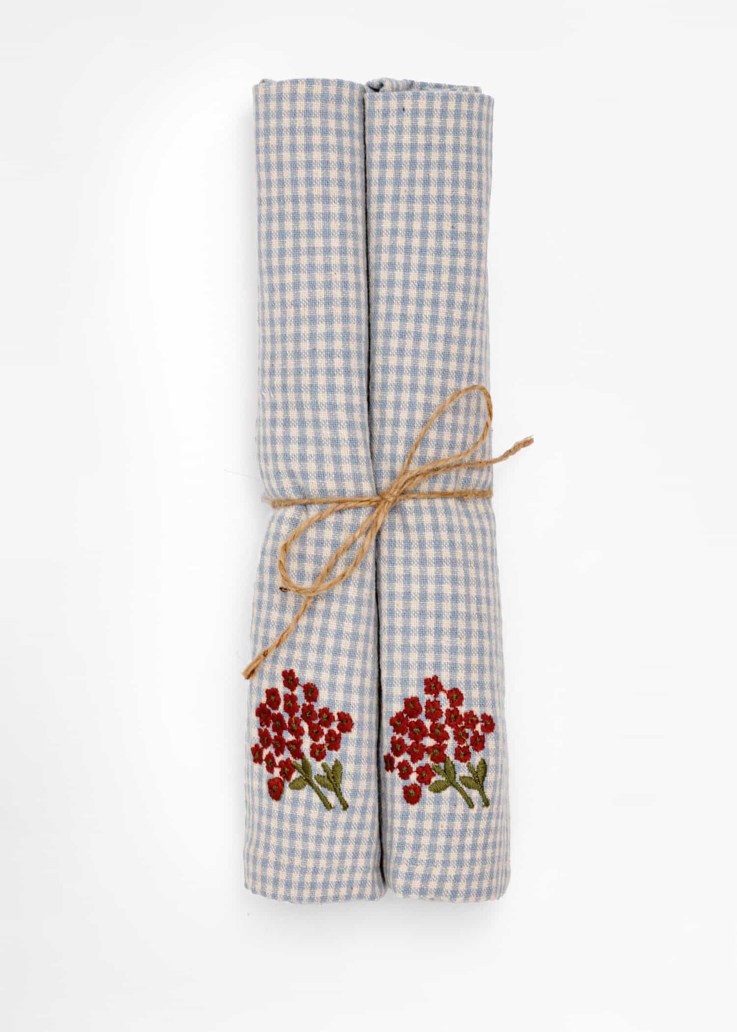 Tiny Brodert serviett 2-pakning - Blå 1 - Indiska