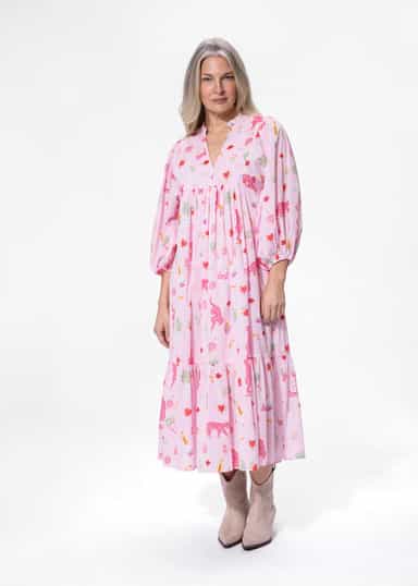 CORNELIA Vaaleanpunainen puuvillamekko - Vaaleanpunainen 1 - Indiska
