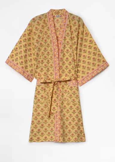 Viny Håndtrykt kimono - Beige 1 - Indiska