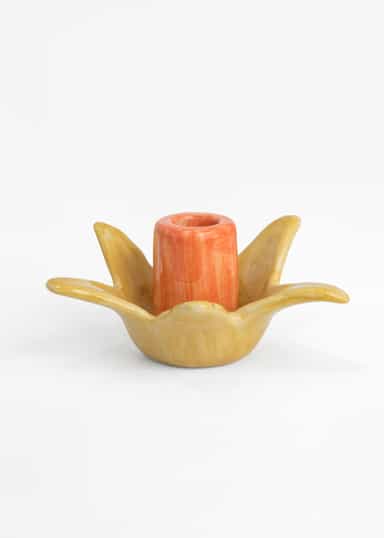 DAFFODIL Tulpanformad ljusstake i stengods - Orange 2 - Indiska