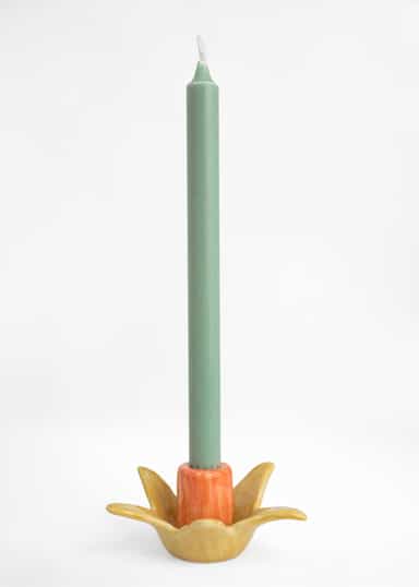 DAFFODIL Tulpanformad ljusstake i stengods - Orange 1 - Indiska