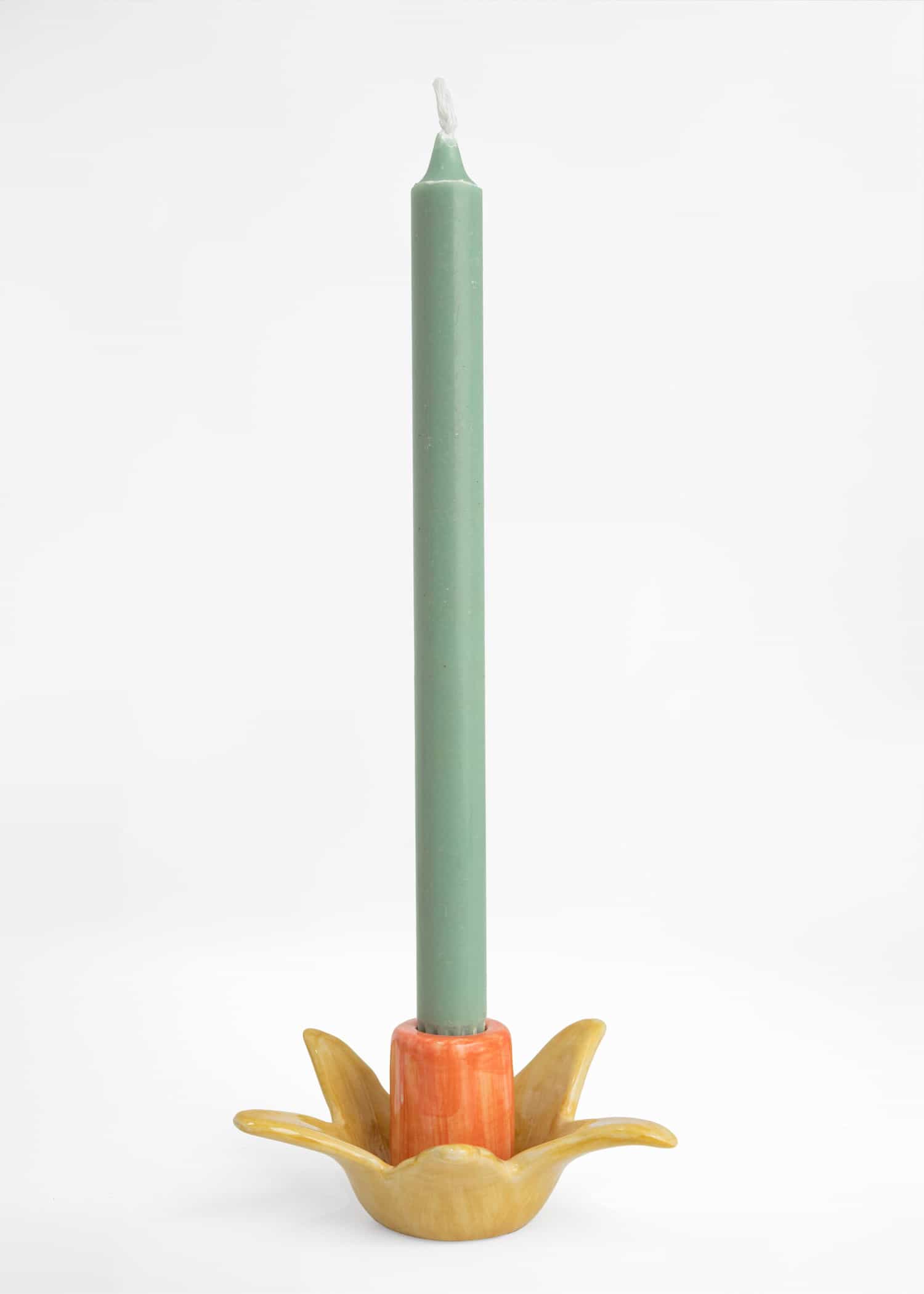 DAFFODIL Tulpanformad ljusstake i stengods - Orange 1 - Indiska