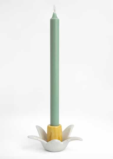 DAFFODIL Blomformad ljusstake i stengods - Gul 1 - Indiska
