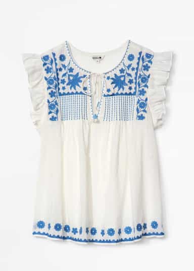 SIGNE Brodert bluse - Hvit 6 - Indiska