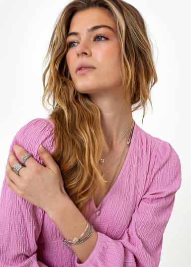 ZUMI Rosa jerseyklänning med puffärm - Rosa 2 - Indiska