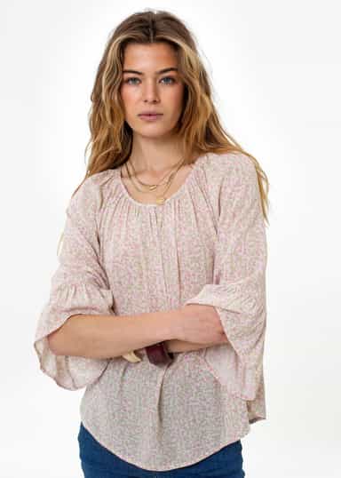 DOLLIE Rosa mönstrad blus - Rosa 2 - Indiska