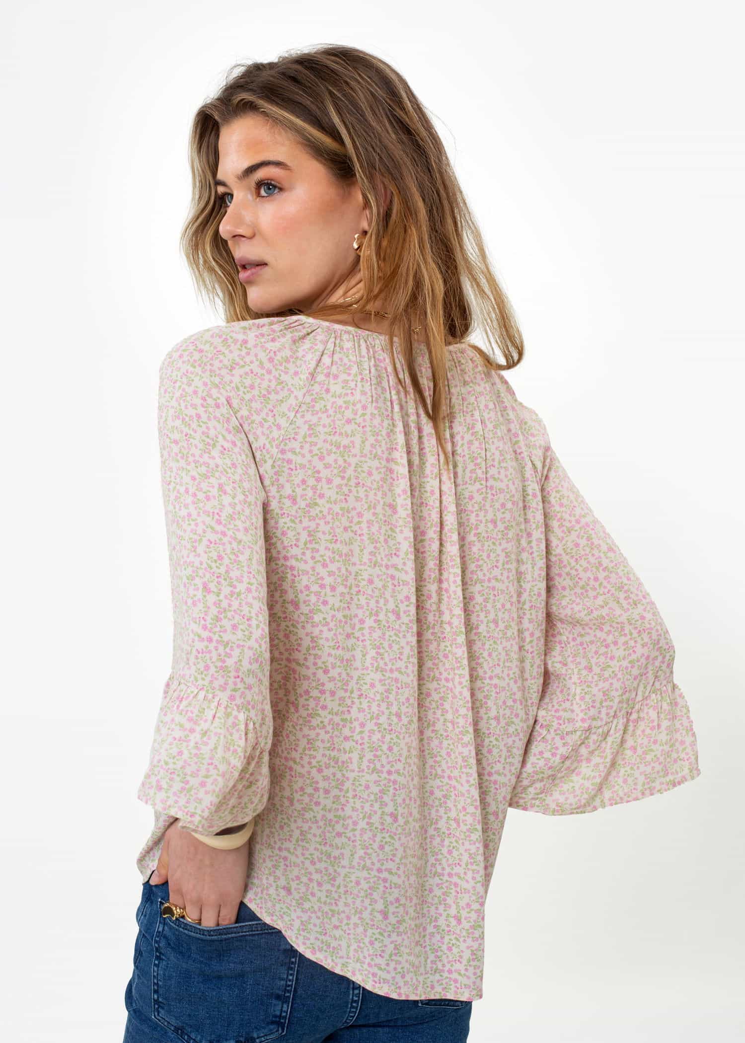 DOLLIE Rosa mönstrad blus - Rosa 3 - Indiska