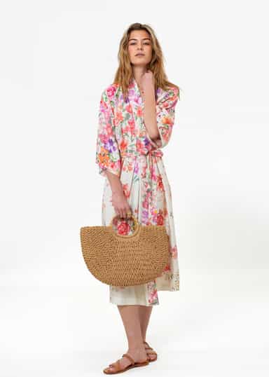 ASTRID Blommig kimono - Rosa 2 - Indiska