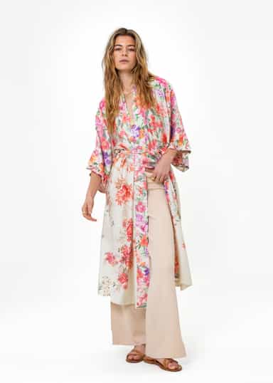 ASTRID Blommig kimono - Rosa 5 - Indiska