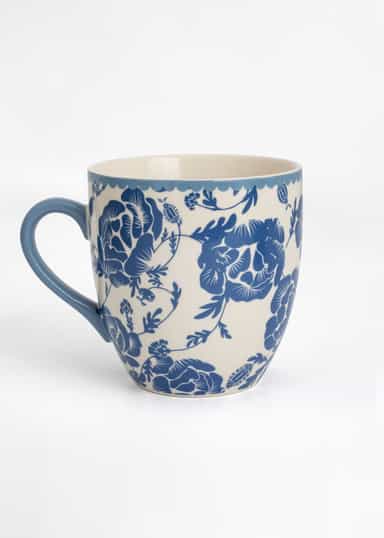 XL Blommig XL mugg i stengods - Blå 1 - Indiska