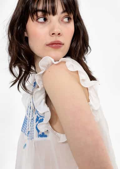 SIGNE Brodert bluse - Hvit 3 - Indiska