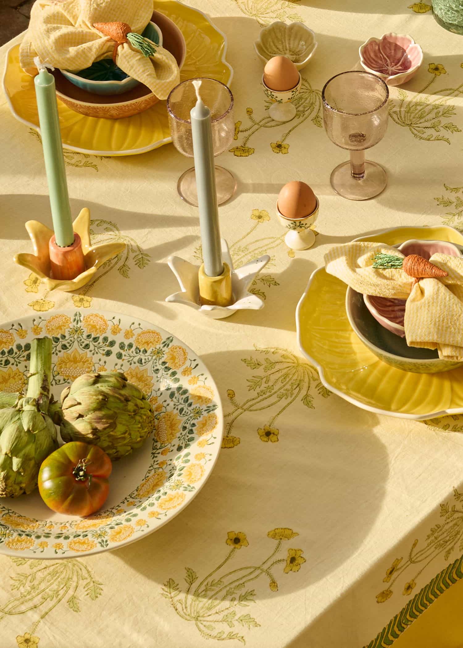 DAFFODIL Tulpanformad ljusstake i stengods - Orange 3 - Indiska