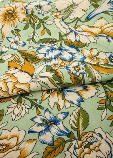 Tara Grön blommig bordsduk - Grön 2 - Indiska