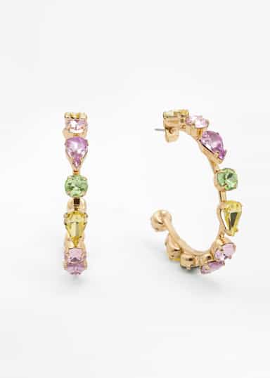 STONE Hoops med glasstenar - Guld 1 - Indiska