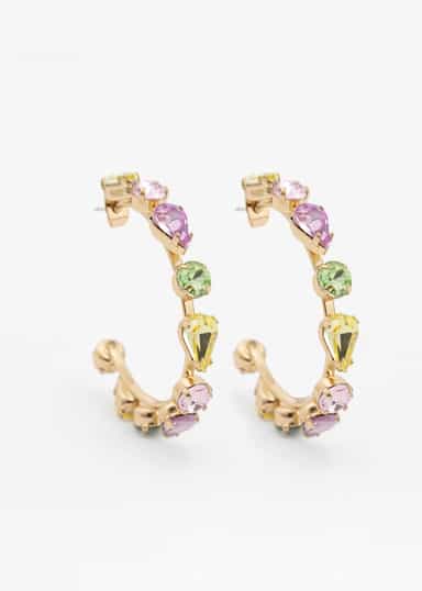 STONE Hoops med glasstenar - Guld 2 - Indiska